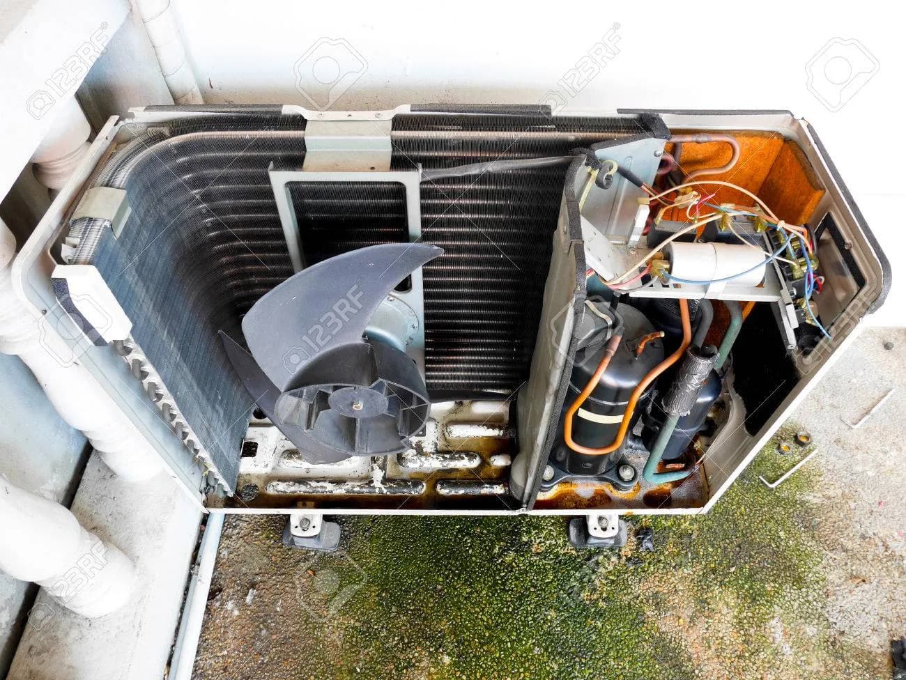 HVAC contactor inside the outdoor AC condenser — AYSP electrical diagnosis