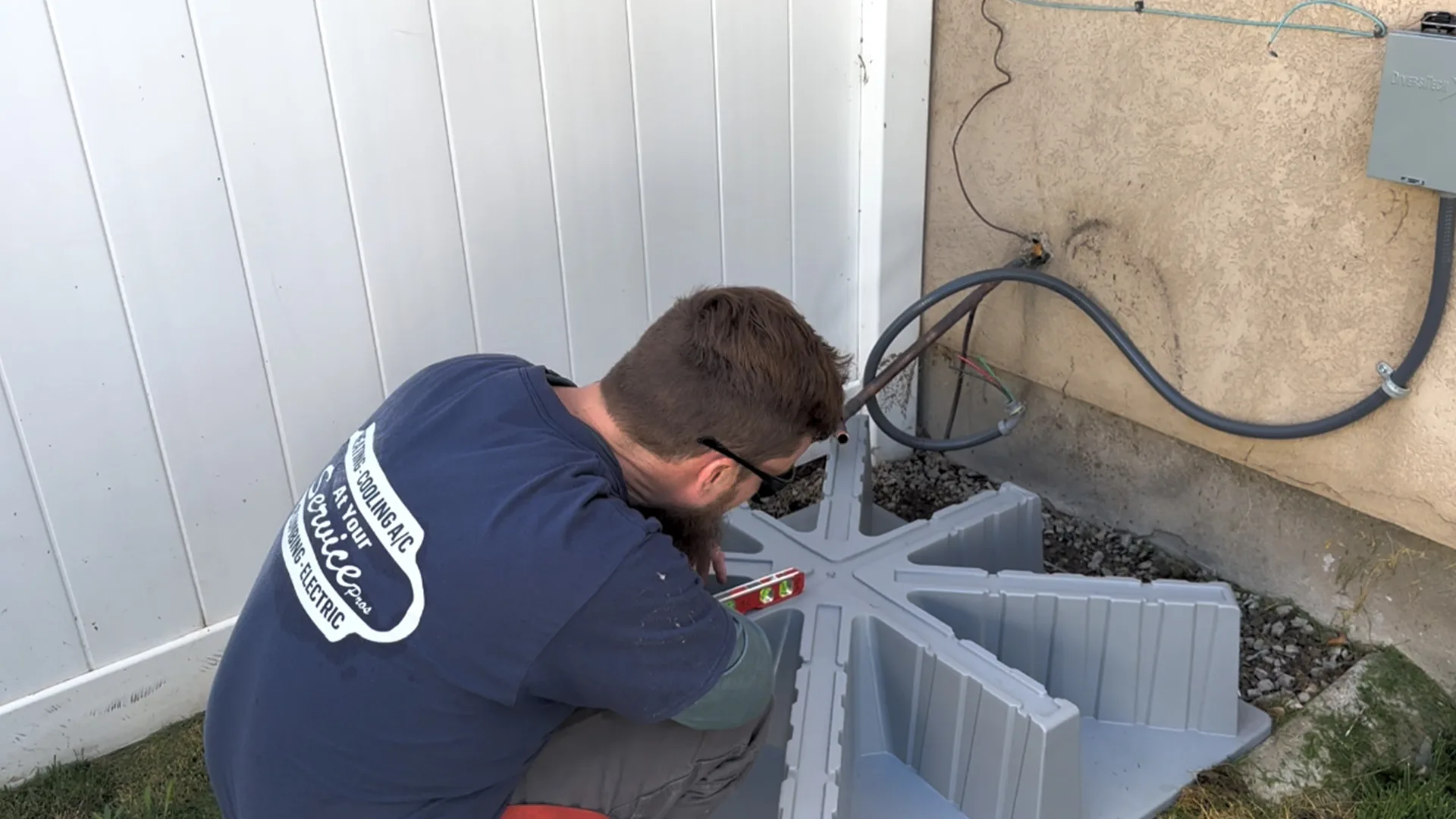 AC leveling pad install