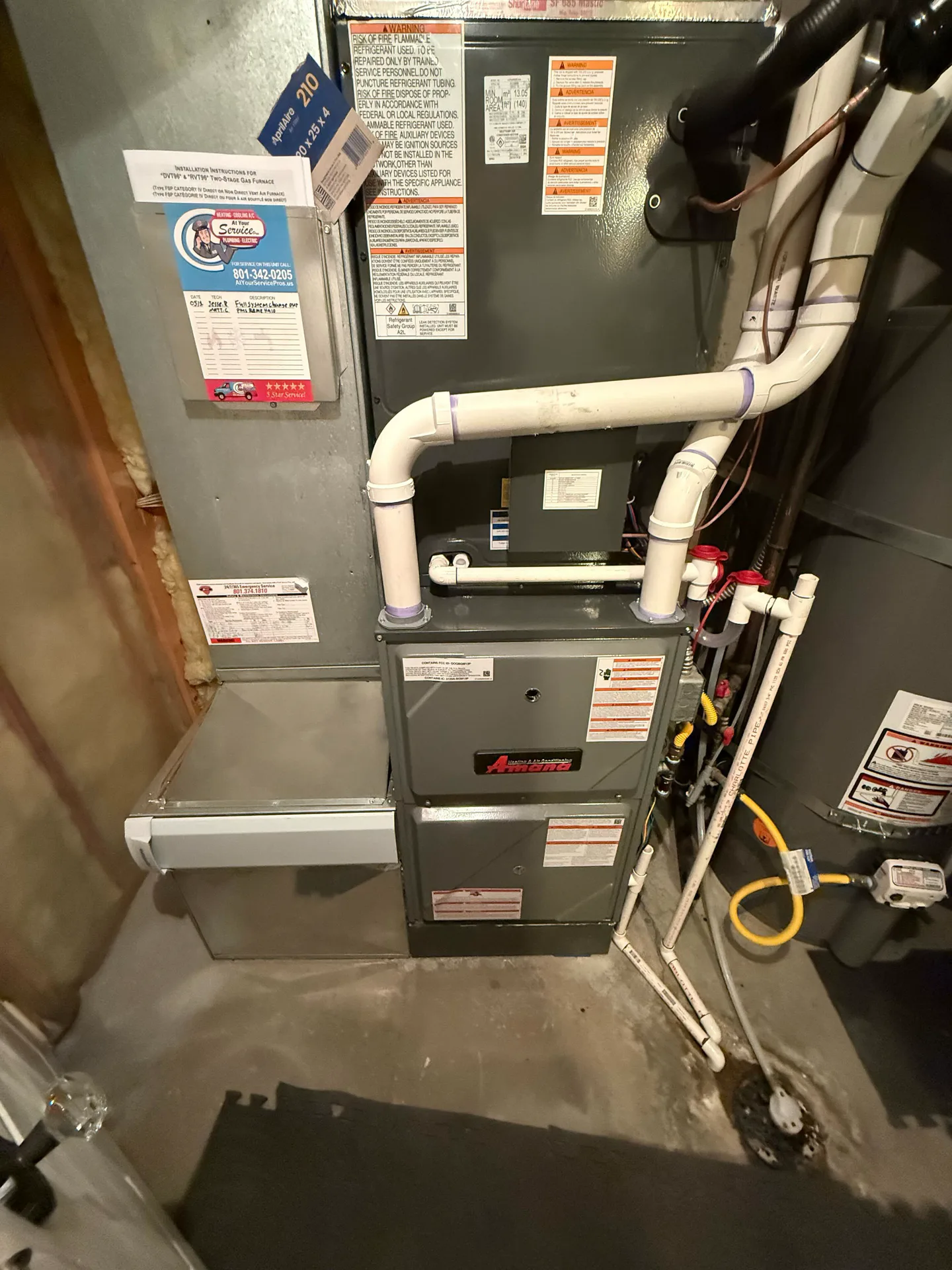 Furnace + coil install with AYSP service sticker