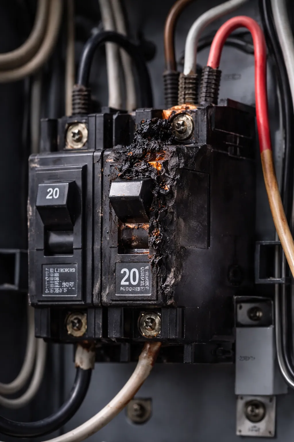 Burned electrical panel — fire-hazard diagnosis by AYSP — Sigurd, Utah